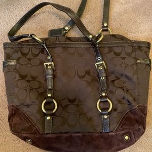 Brown Coach purse with suede. EUC